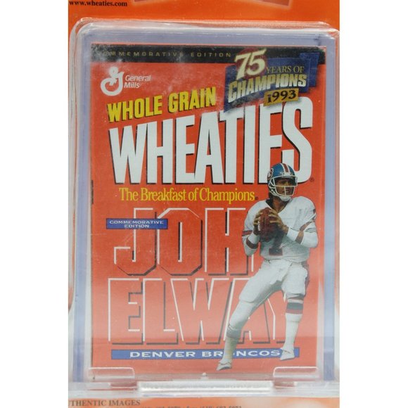 John Elway Mini Wheaties Commemorative Edition 75 Years Champions 24k Gold Auto - Picture 7 of 10
